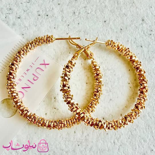 گوشواره زنانه حلقه ای ژوپینگ مدل خاویاری طلایی کد 5991