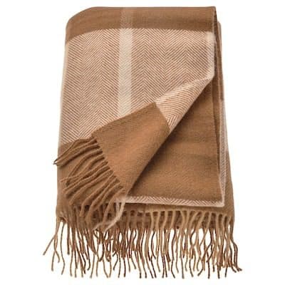 شال مبل طرحدار ایکیا MYRULL قهوه ای روشن سایز 130×170