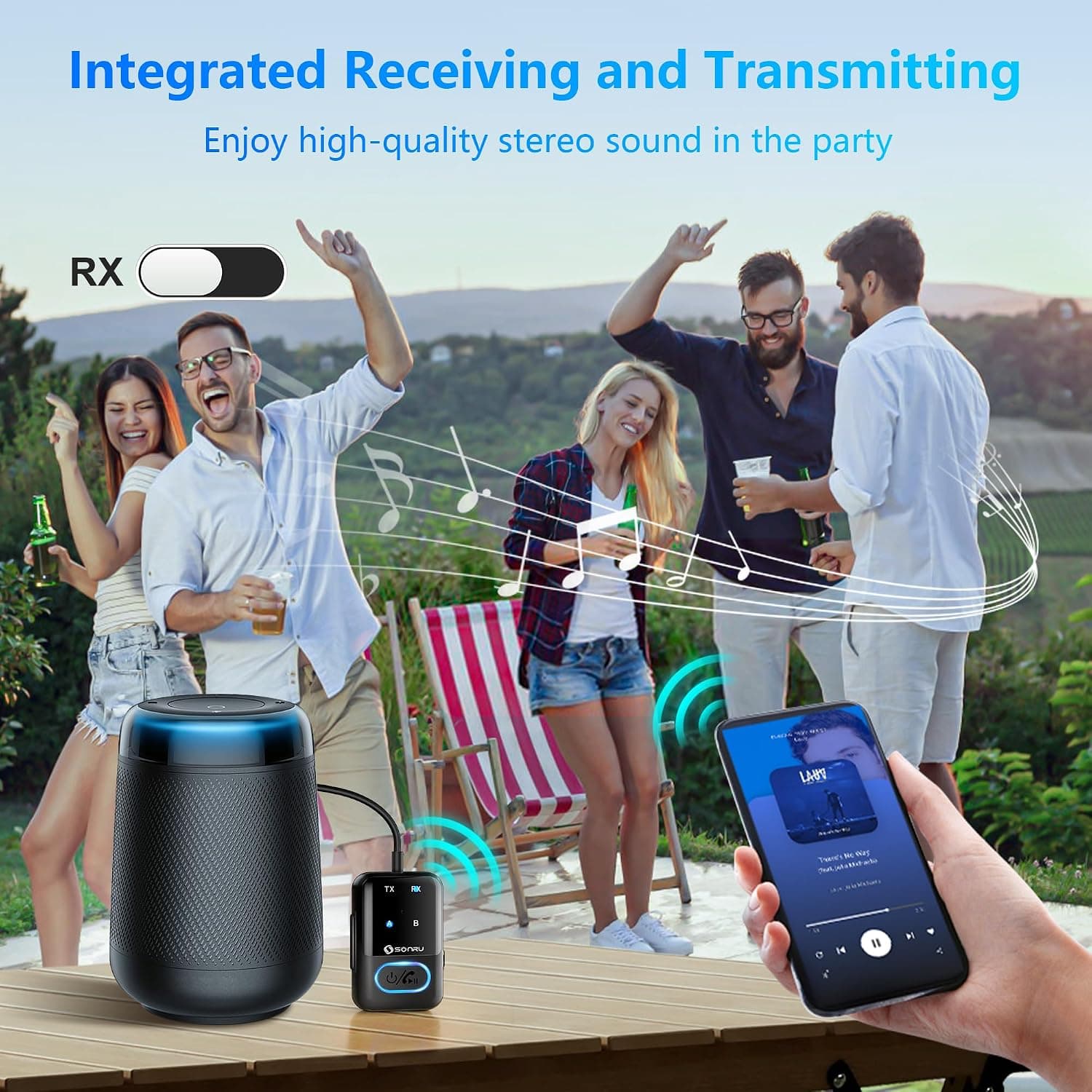 گیرنده و فرستنده ی بلوتوث Bluetooth 5.3 Transmitter Receiver sonru j52 — تصویر ۹