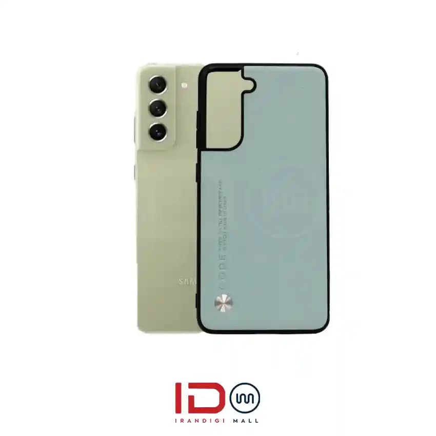 قاب چرمی لاکچری گوشی سامسونگ مدل SAMSUNG GALAXY S21 FE 5G برند CODE رنگ سبز روشن — تصویر ۲