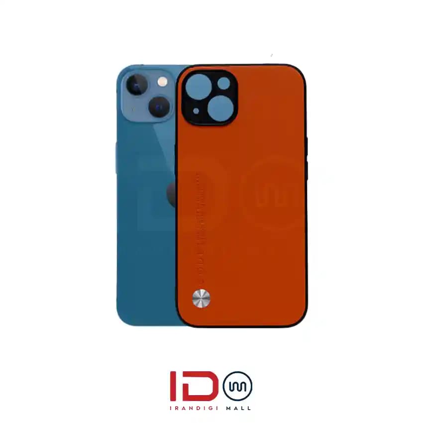 قاب چرمی لاکچری گوشی ایفون مدل iphone 13 برند CODE رنگ نارنجی — تصویر ۲