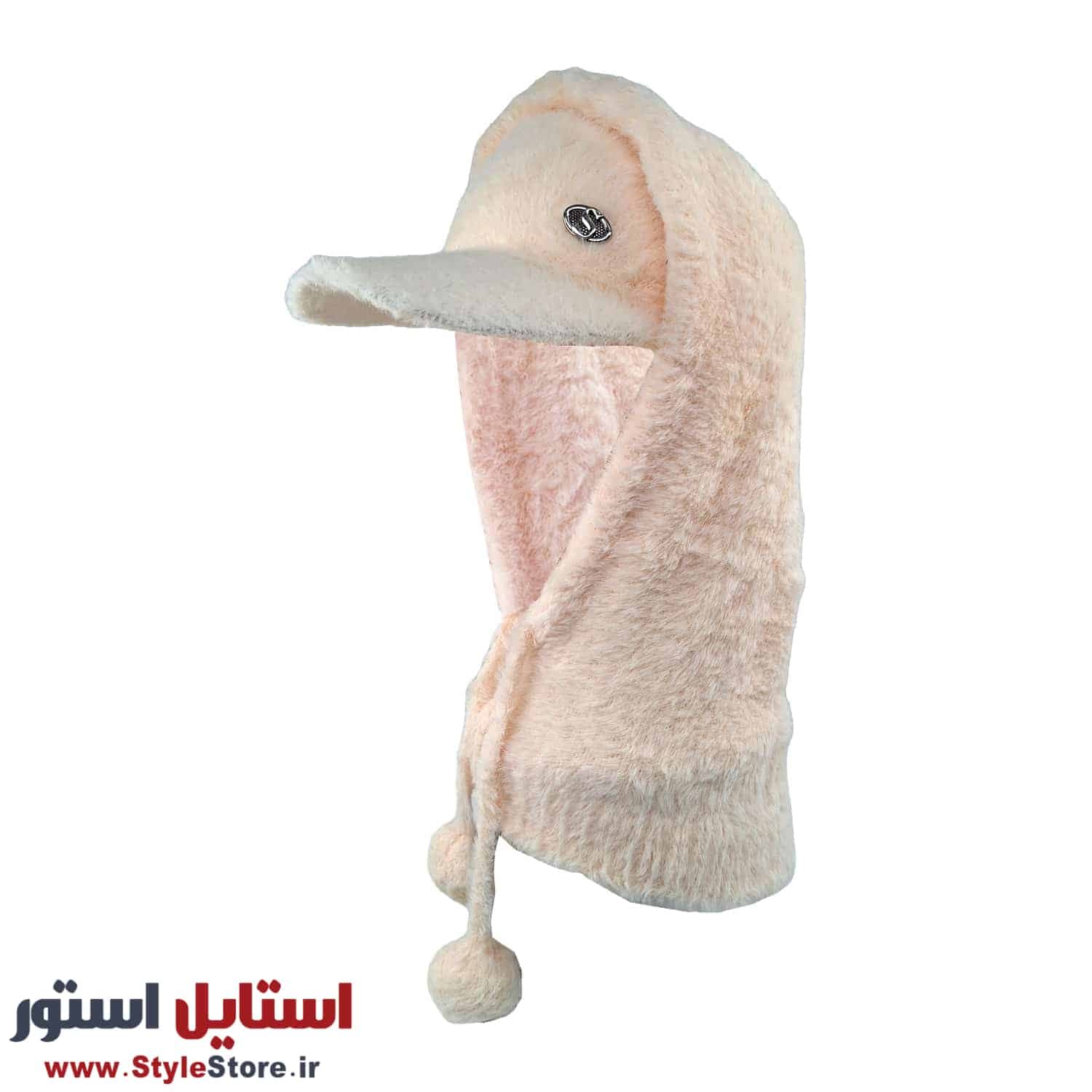 ست کلاه و شال گردن بافتنی زنانه سام مدل 518 رنگ کرم — تصویر ۲