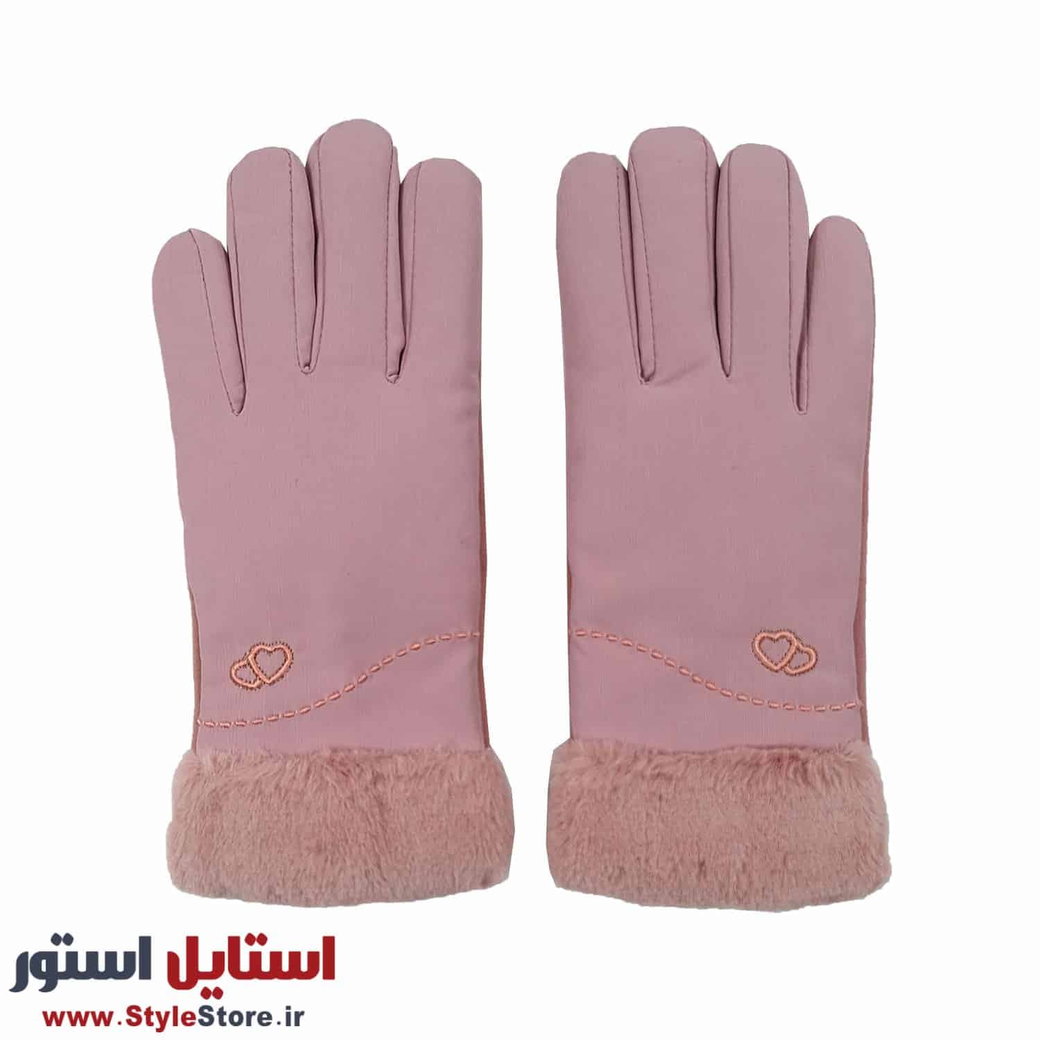دستکش زنانه خز دار کد 1471 رنگ صورتی