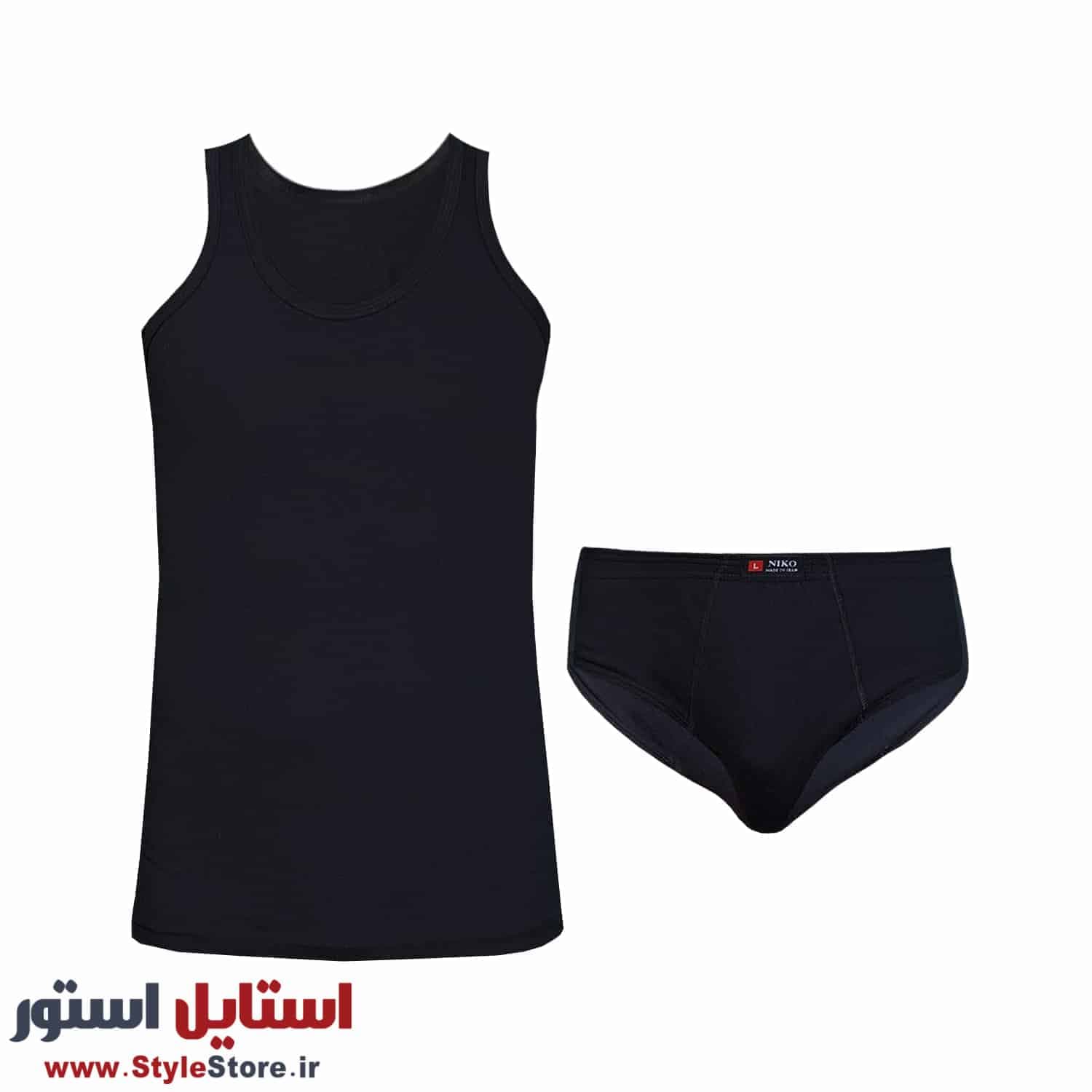 ست شورت و زیرپوش مردانه نیکو کد S-1574 رنگ مشکی