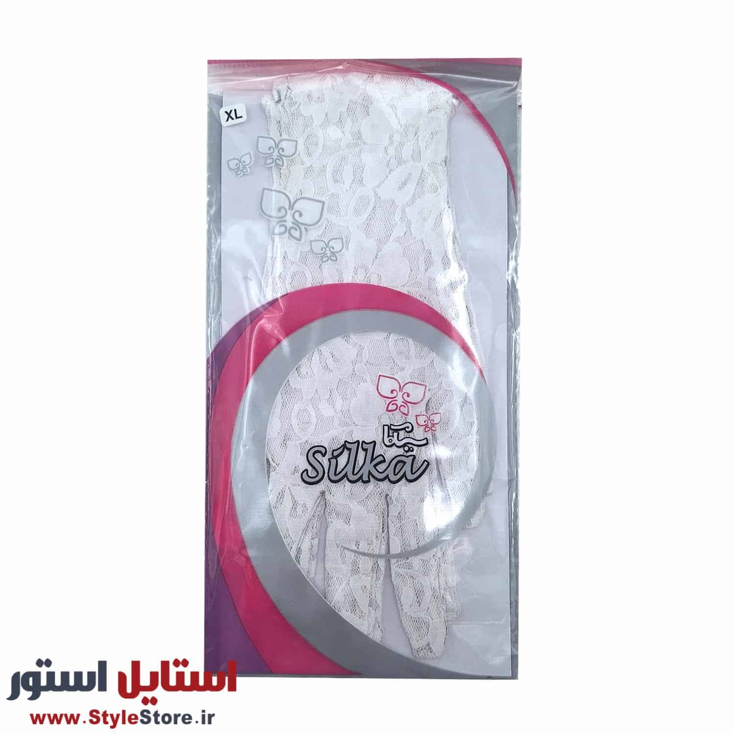 دستکش زنانه سیلکا مدل گیپور کد 1324 رنگ سفید — تصویر ۷