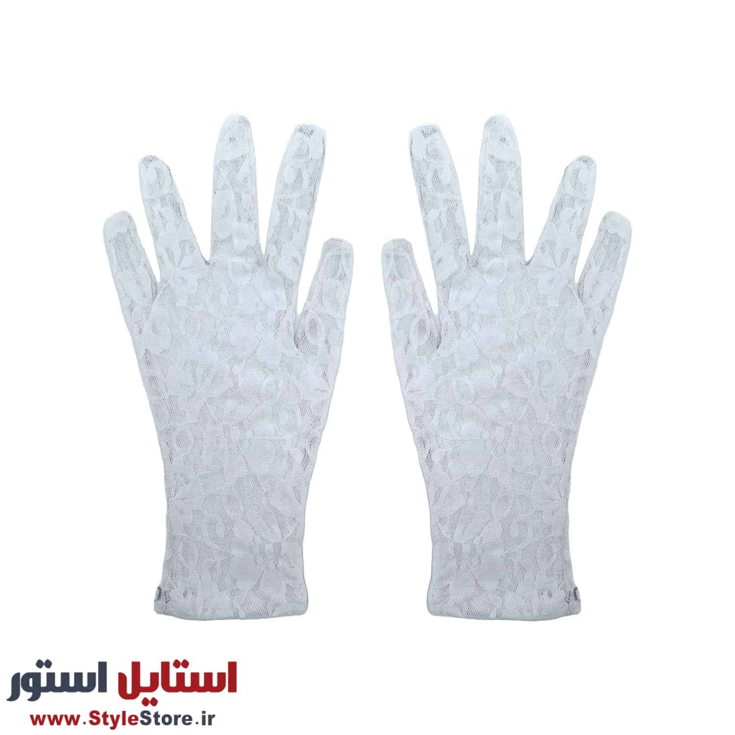 دستکش زنانه سیلکا مدل گیپور کد 1324 رنگ سفید — تصویر ۳