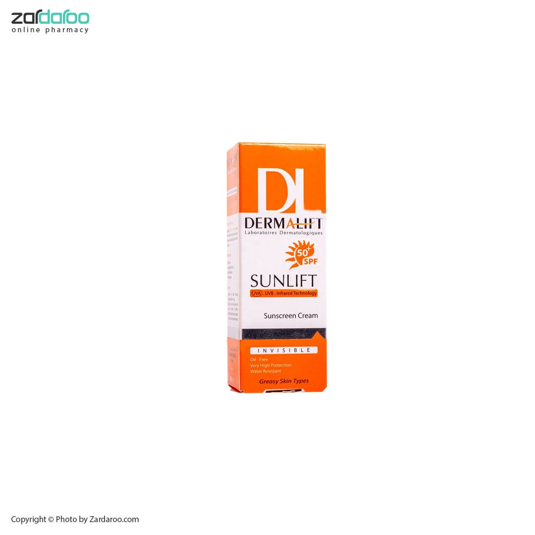 کرم ضد آفتاب بی رنگ پوست چرب SPF50 درمالیفت Dermalift — تصویر ۴