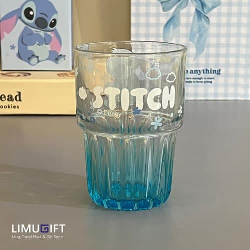 ماگ دیزنی استیچ شیشه ای آبی (Stitch)- کد 0296 — تصویر ۳