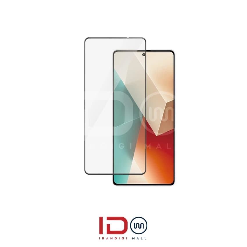 گلس شیشه ای تمام صفحه و فول چسب گوشی شیائومی مدل Redmi note 13t 5g برند ردلیبل