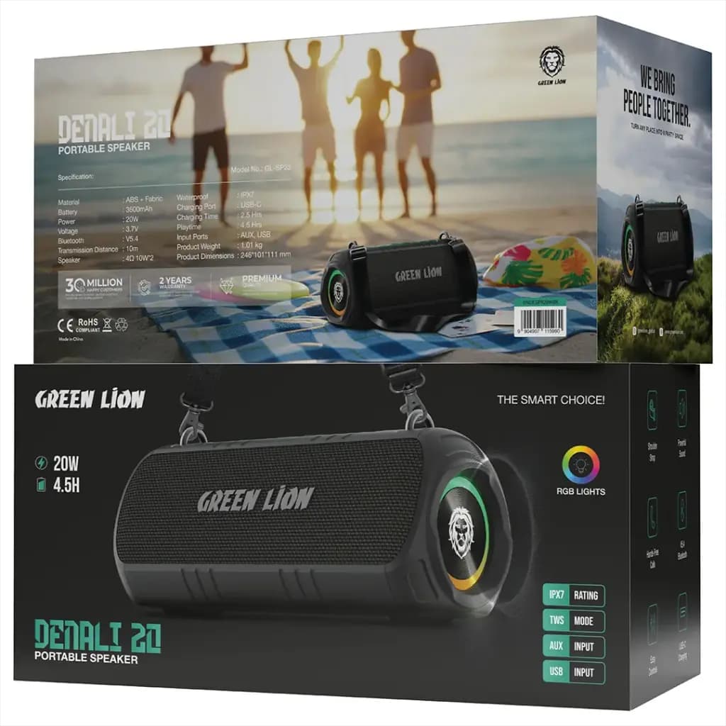 اسپیکر بلوتوثی 20 Denali گرین لاین Green Lion Denali 20 Portable Speaker — تصویر ۴