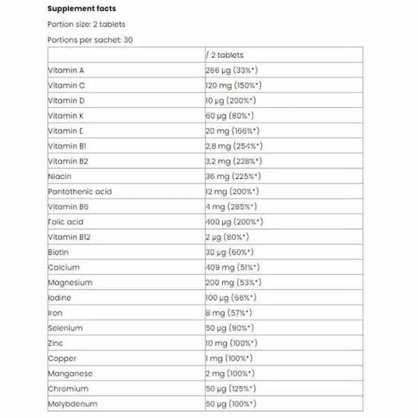 مولتی ویتامین ناتریورسام ۶۰ عددی – Nutriversum Multi Vitamin 60 Tablets — تصویر ۵