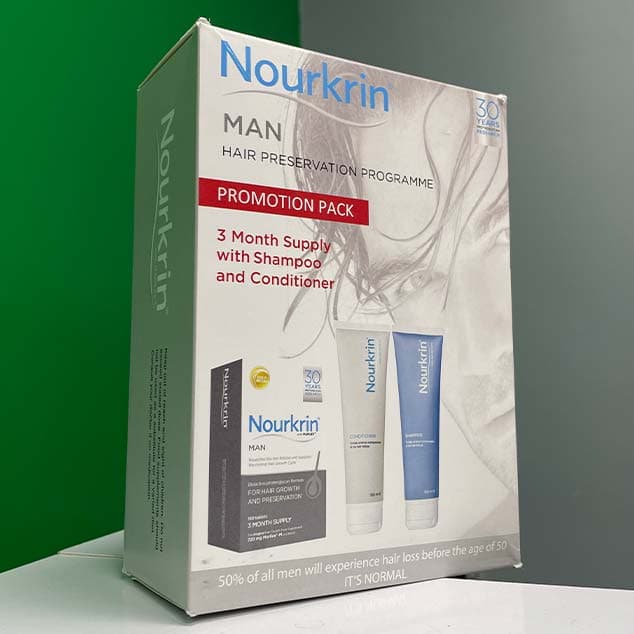 پک شامپو، نرم کننده و قرص نورکرین آقایان – Nourkrin Man Promotion Pack — تصویر ۱۱