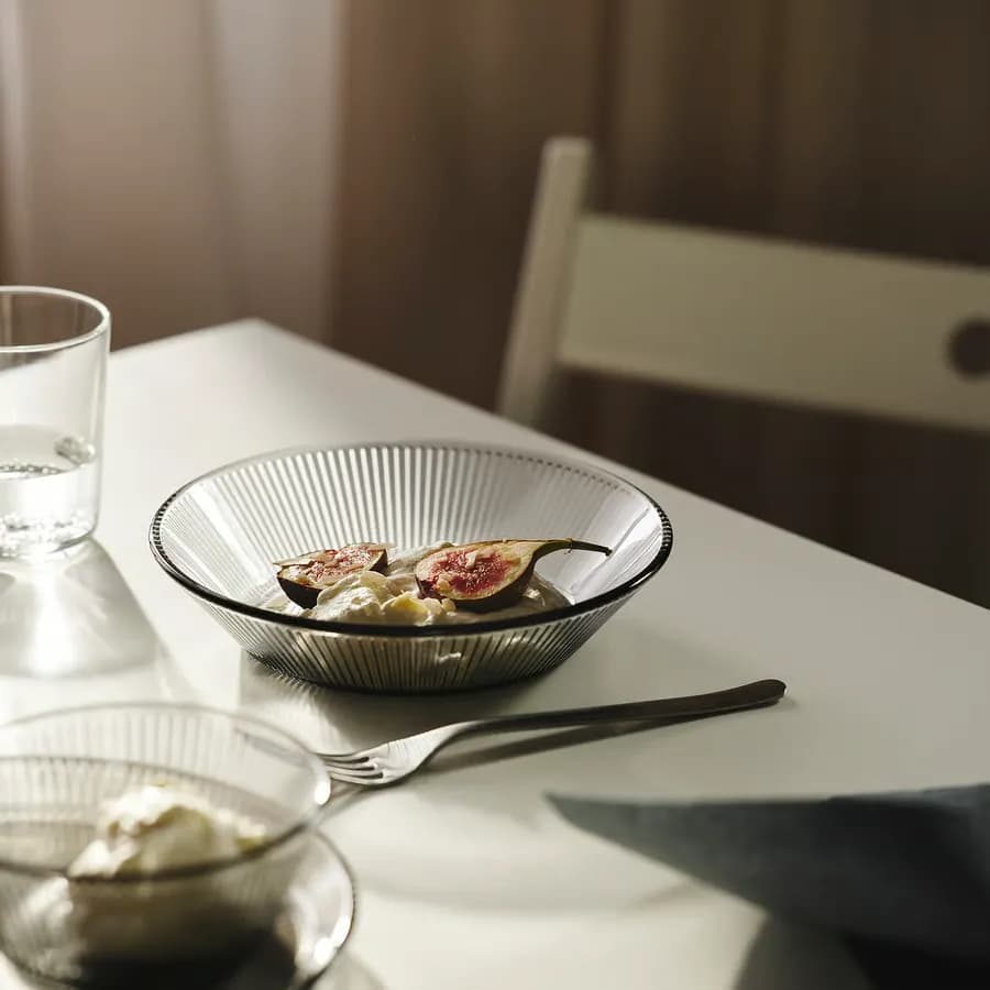 بشقاب گود ایکیا مدل HAVSGADDA راهراه/ خاکستری قطر ۱۹ سانتیمتر — تصویر ۳