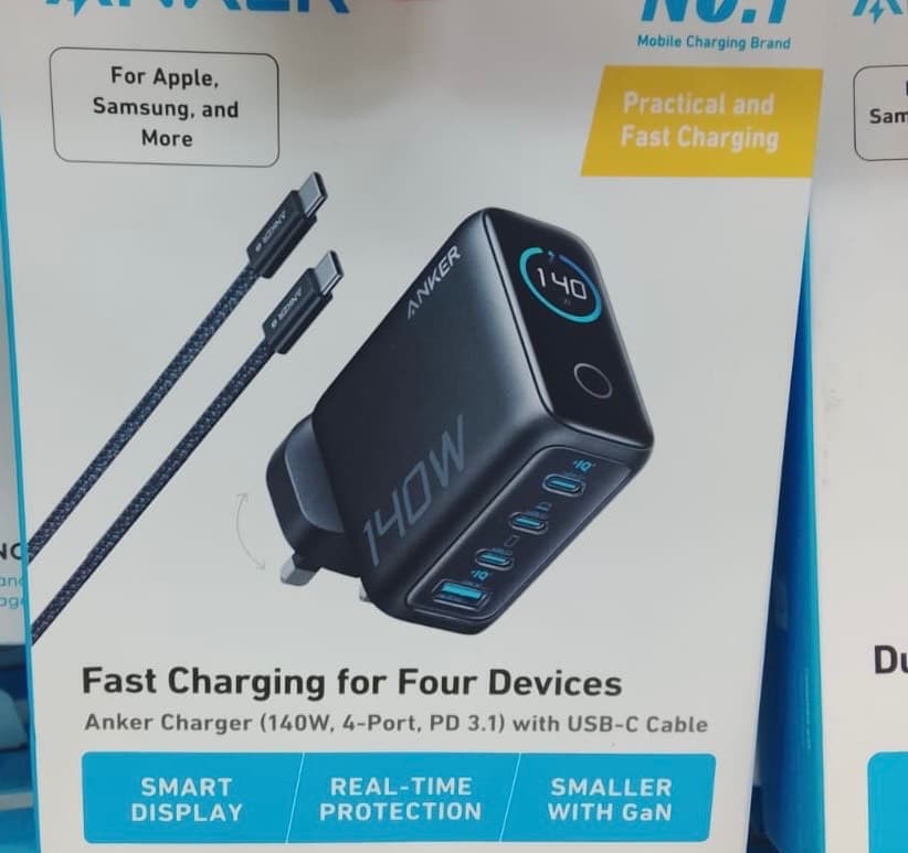 شارژر دیواری 4 پورت انکر مدل Zolo A2697 به همراه کابل USB Type-C