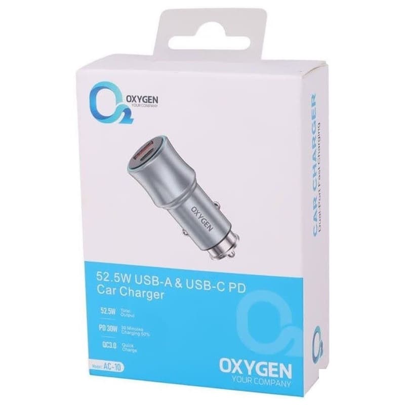 شارژر فندکی AC10 اکسیژن 52.5 وات – شارژ سریع USB و PD خودرو