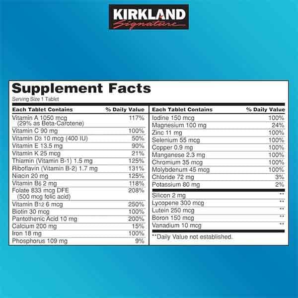 مولتی ویتامین روزانه کرکلند سیگنچر – KIRKLAND Daily Multi 500Tab — تصویر ۵