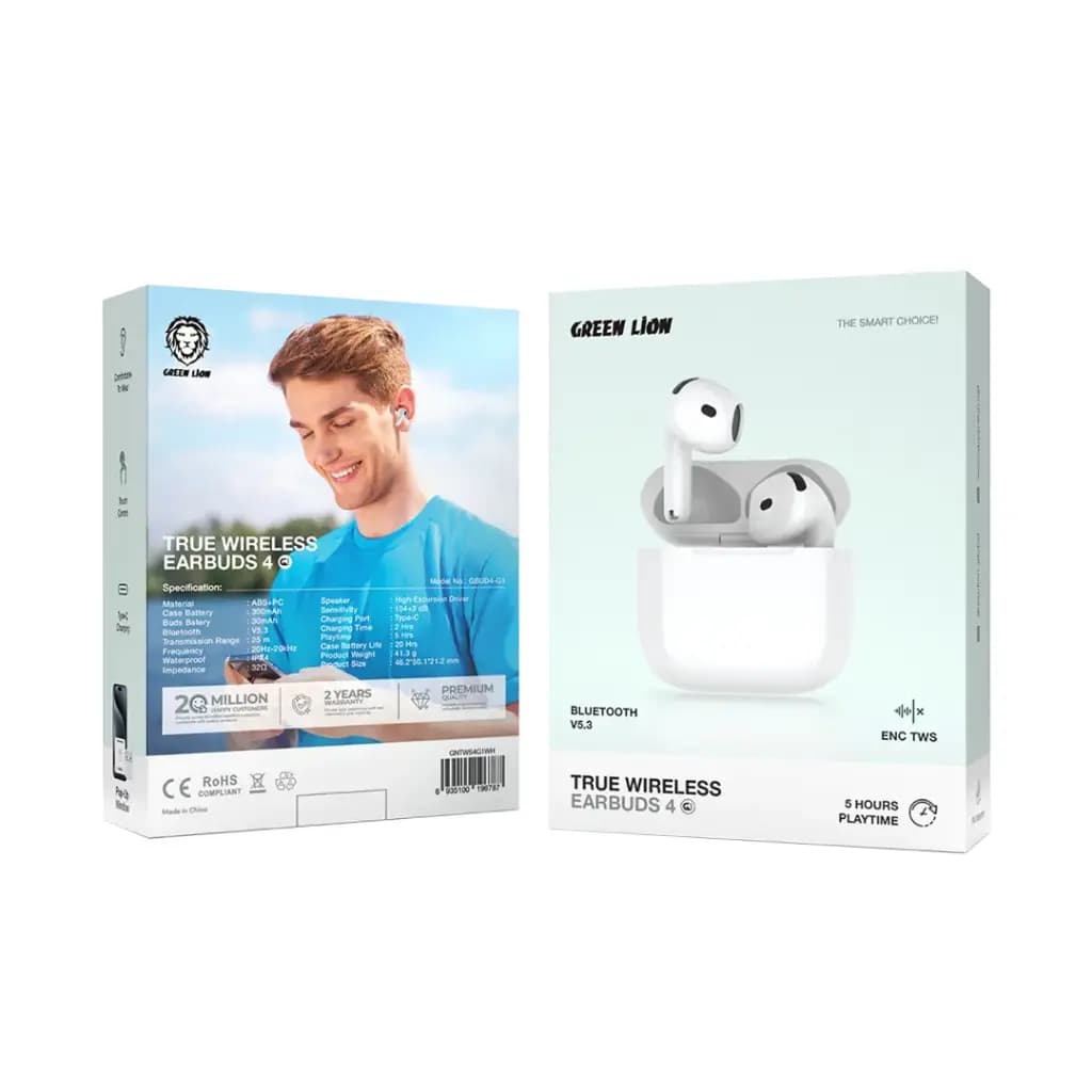 هندزفری بلوتوث گرین لاین Green Lion True Wireless Earbuds 4 GNTWS4G1WH — تصویر ۲