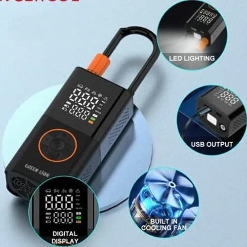 کمپرسور باد گرین لاین Green Lion GTI-01 Air Compressor GNTYIRNFBK همراه با چراغ قوه — تصویر ۱۰