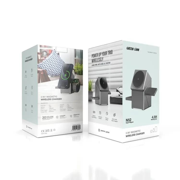 شارژر وایرلس 3 کاره گرین لاین Green Lion Power Trio 3 in 1 Magnetic Wireless Charger — تصویر ۶