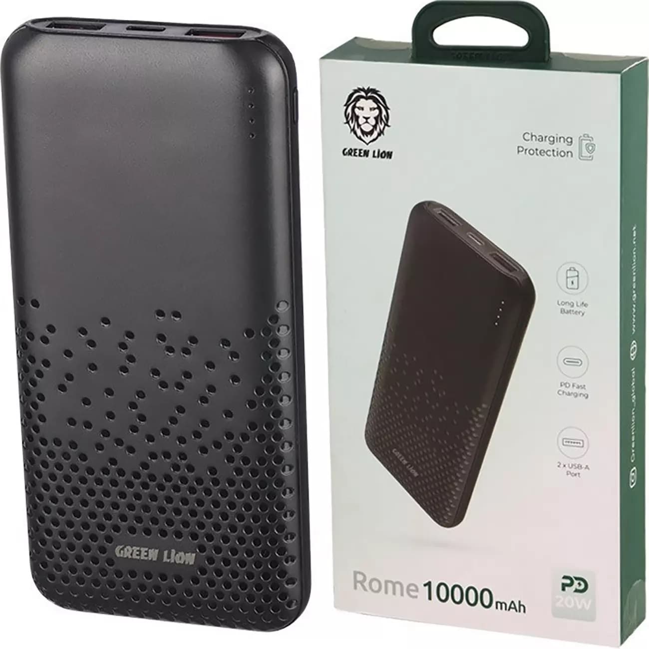 پاوربانک 20 وات 10000 گرین لاین Green Lion Rome GNRME10KPD2BK — تصویر ۲