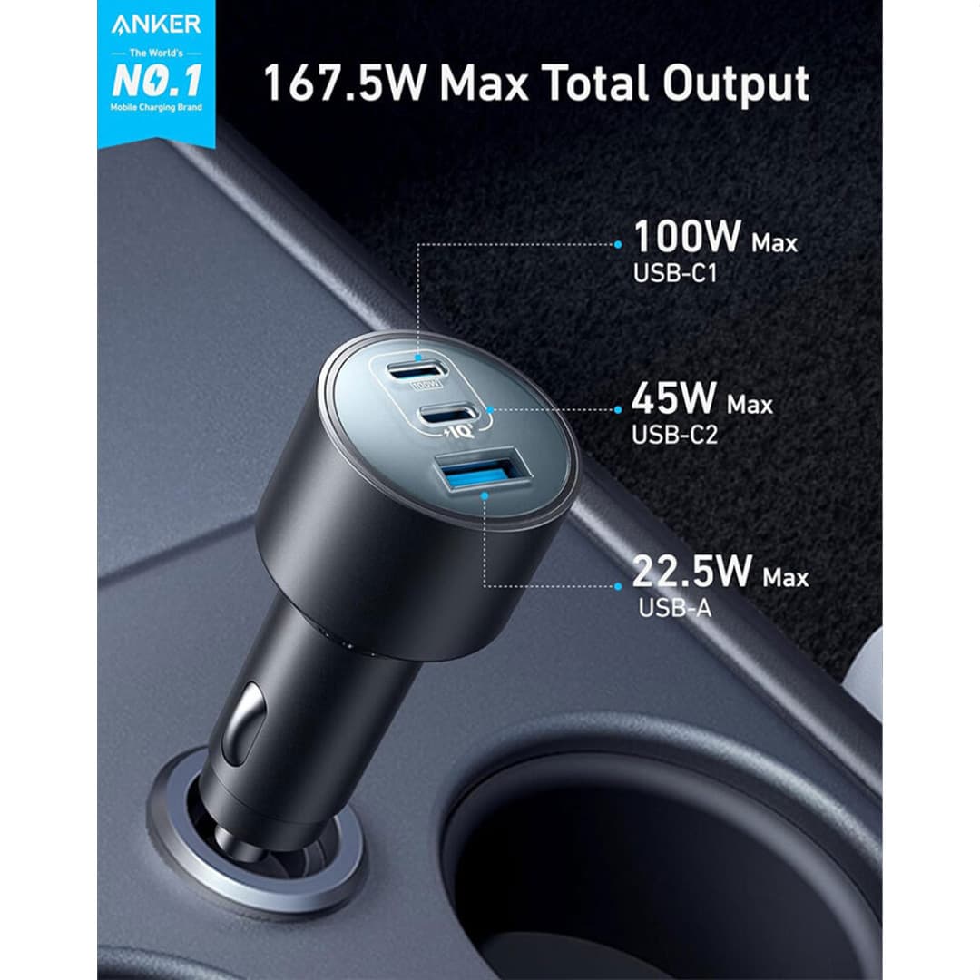 شارژر فندکی انکر Anker USB-C Car Charger 167.5W Compact 3-Port مدل A2737 — تصویر ۱۱