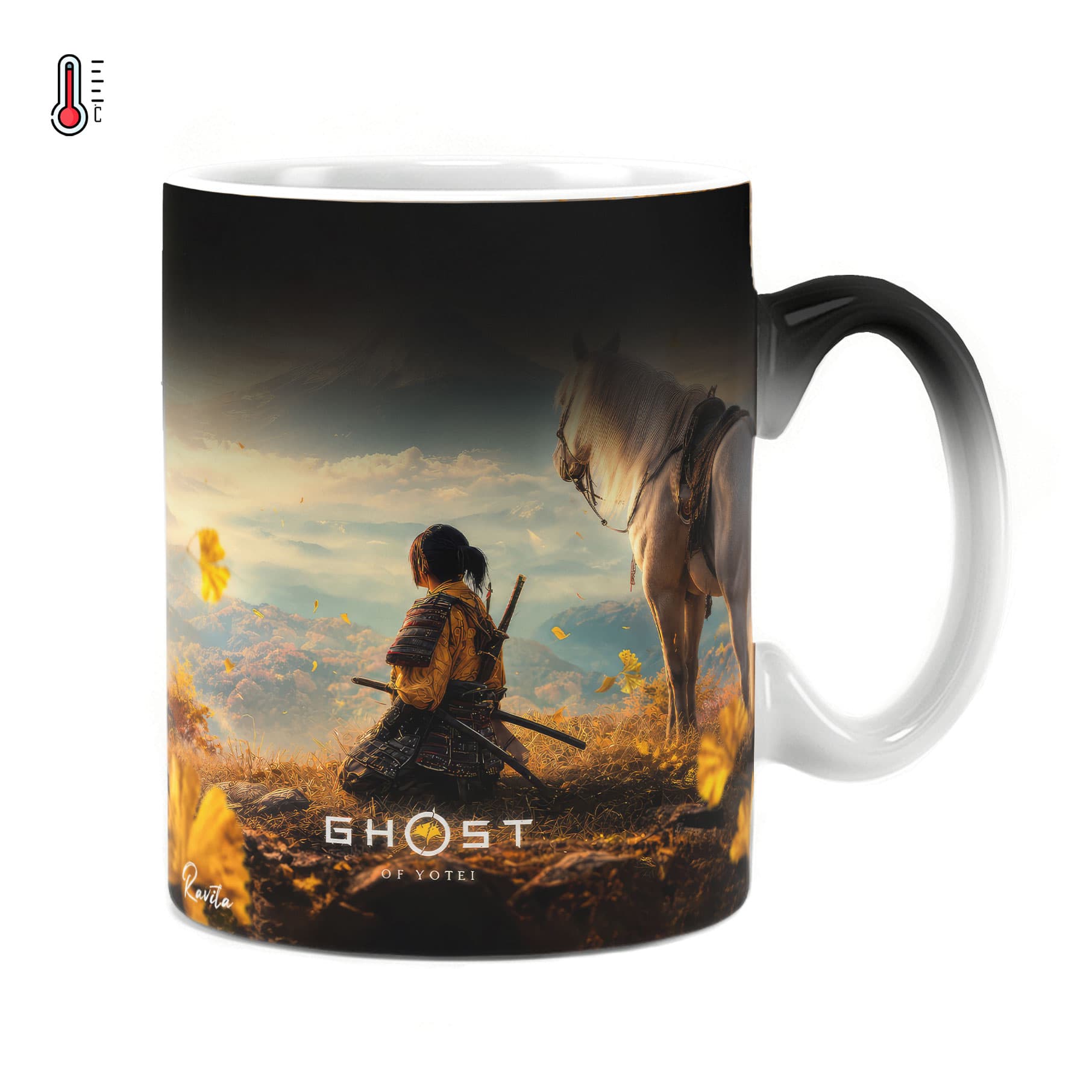 ماگ حرارتی راویتا طرح آتسو شبح یوتِی – Atsu Ghost of Yōtei کد 3922 — تصویر ۲
