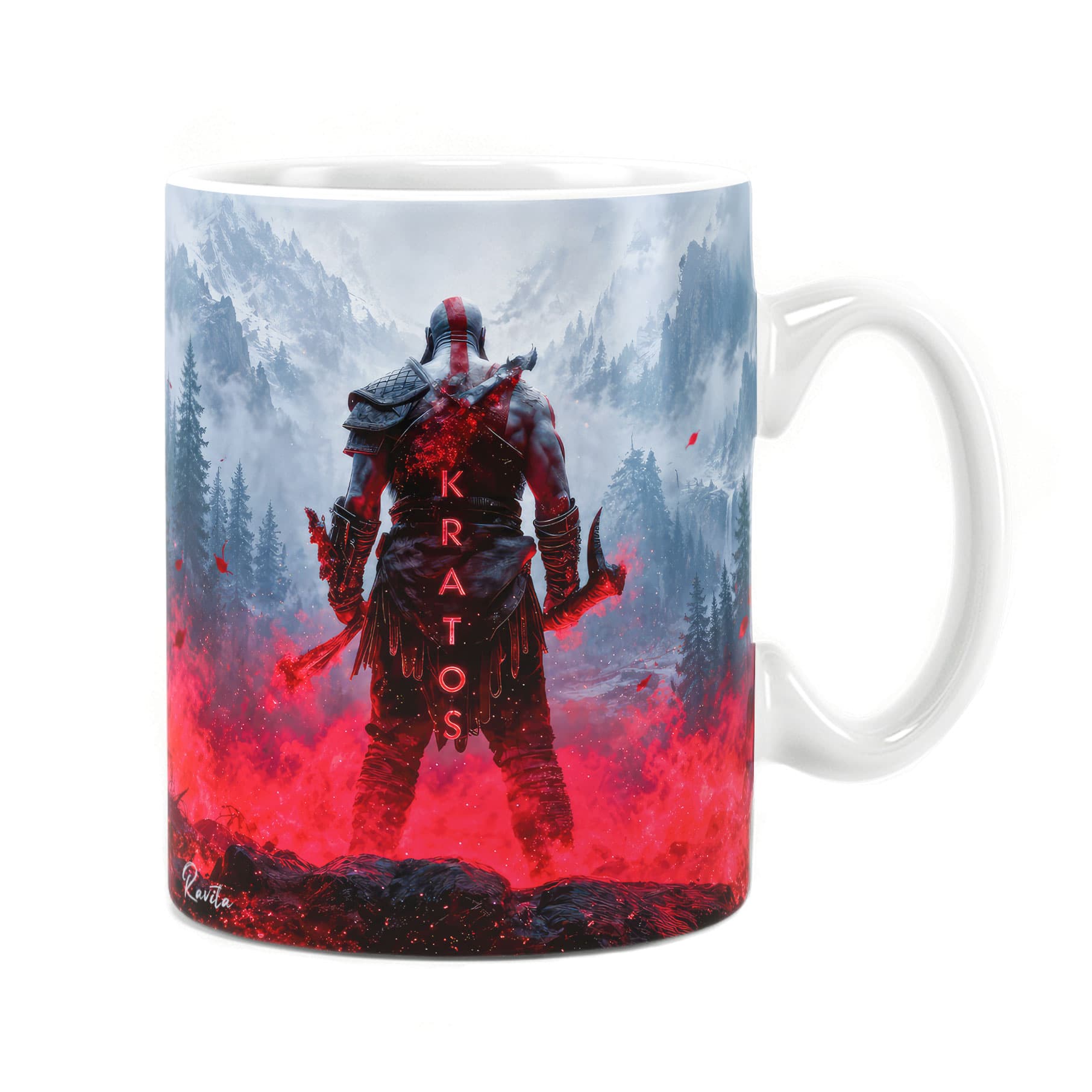 ماگ حرارتی راویتا طرح کریتوس خدای جنگ – Kratos God of War کد 3914 — تصویر ۵