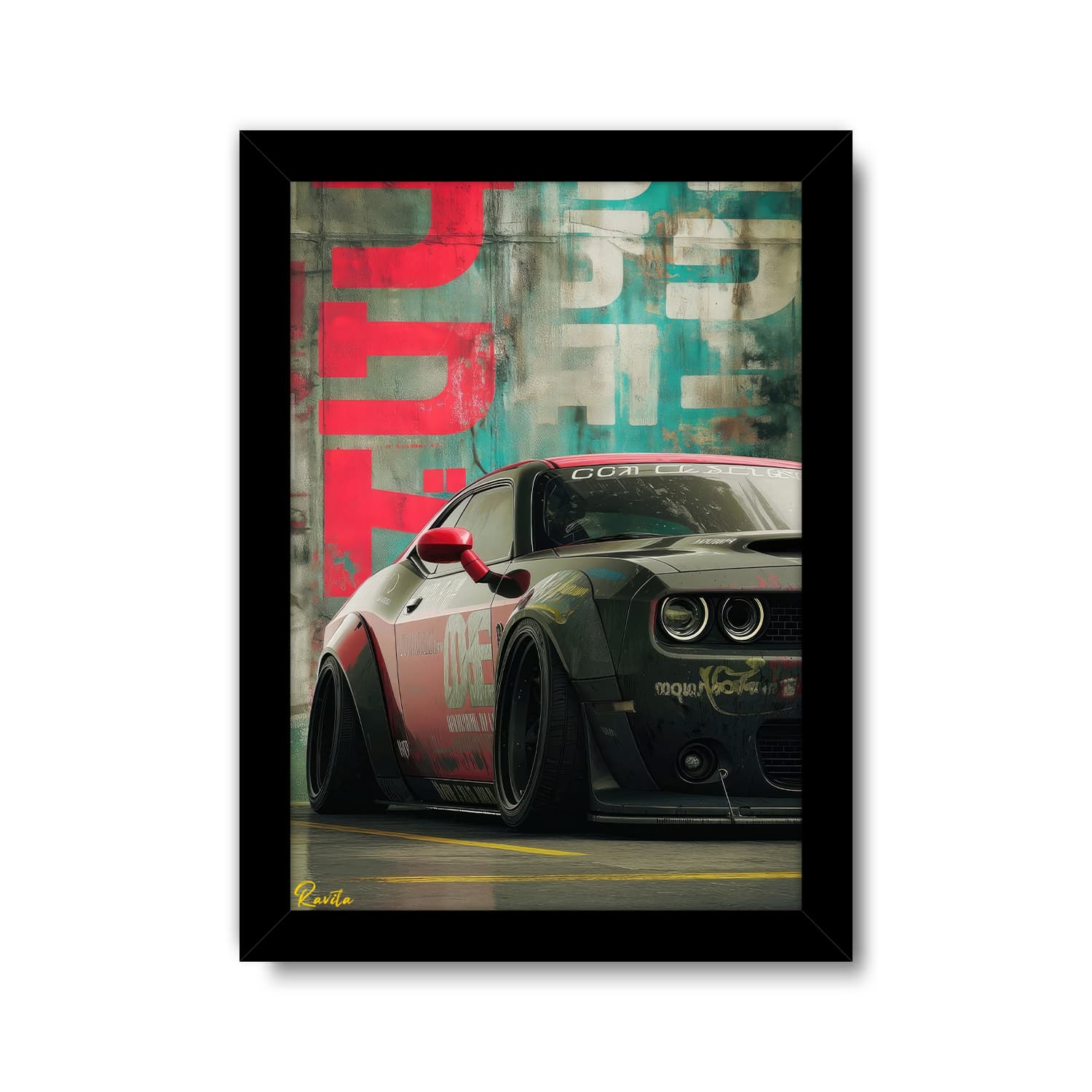 تابلو تکی راویتا طرح دوج چلنجر SRT هلکت وایدبادی – Dodge Challenger SRT Hellcat Widebody کد 3876