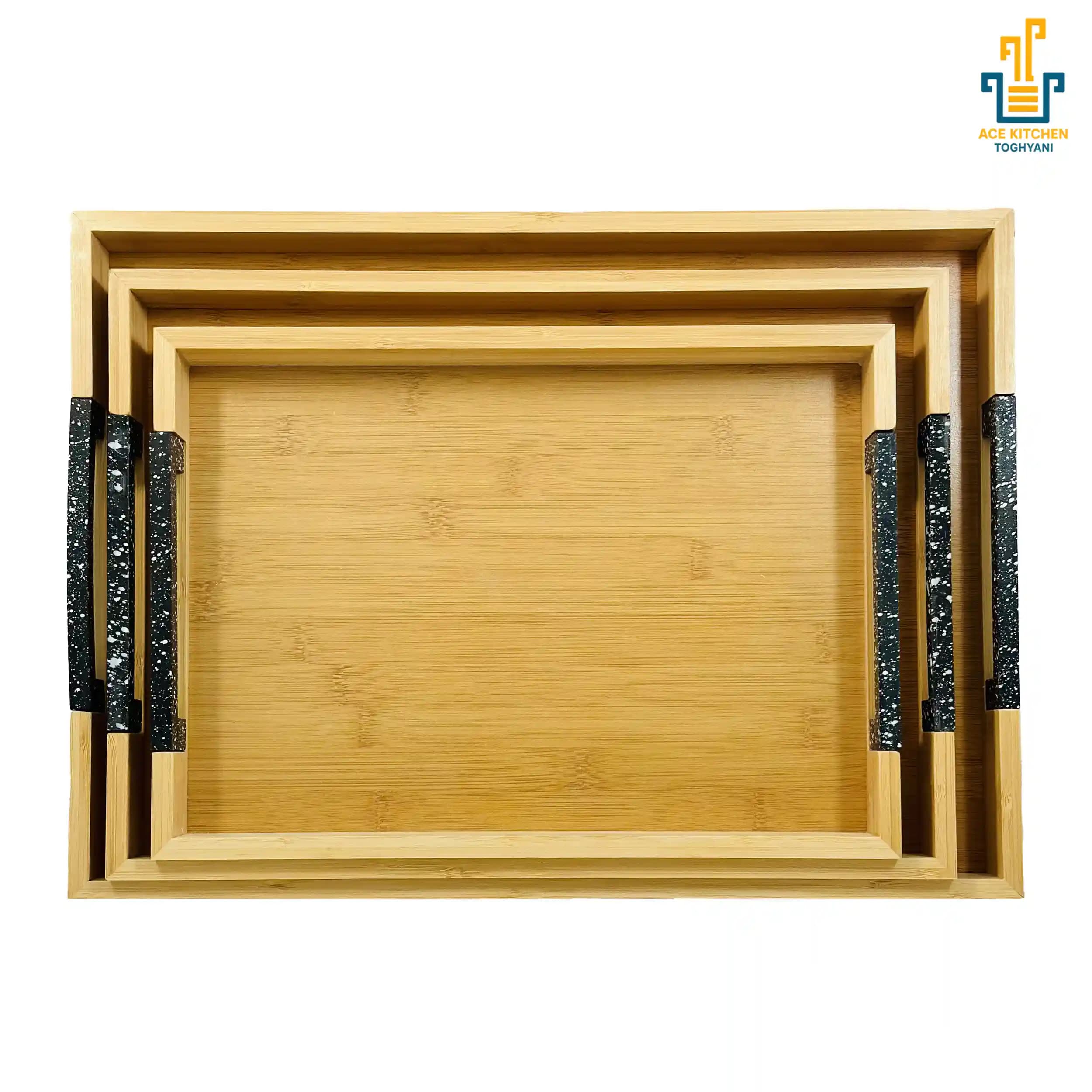 سینی چوبی مجموعه 3 عددی — تصویر ۲