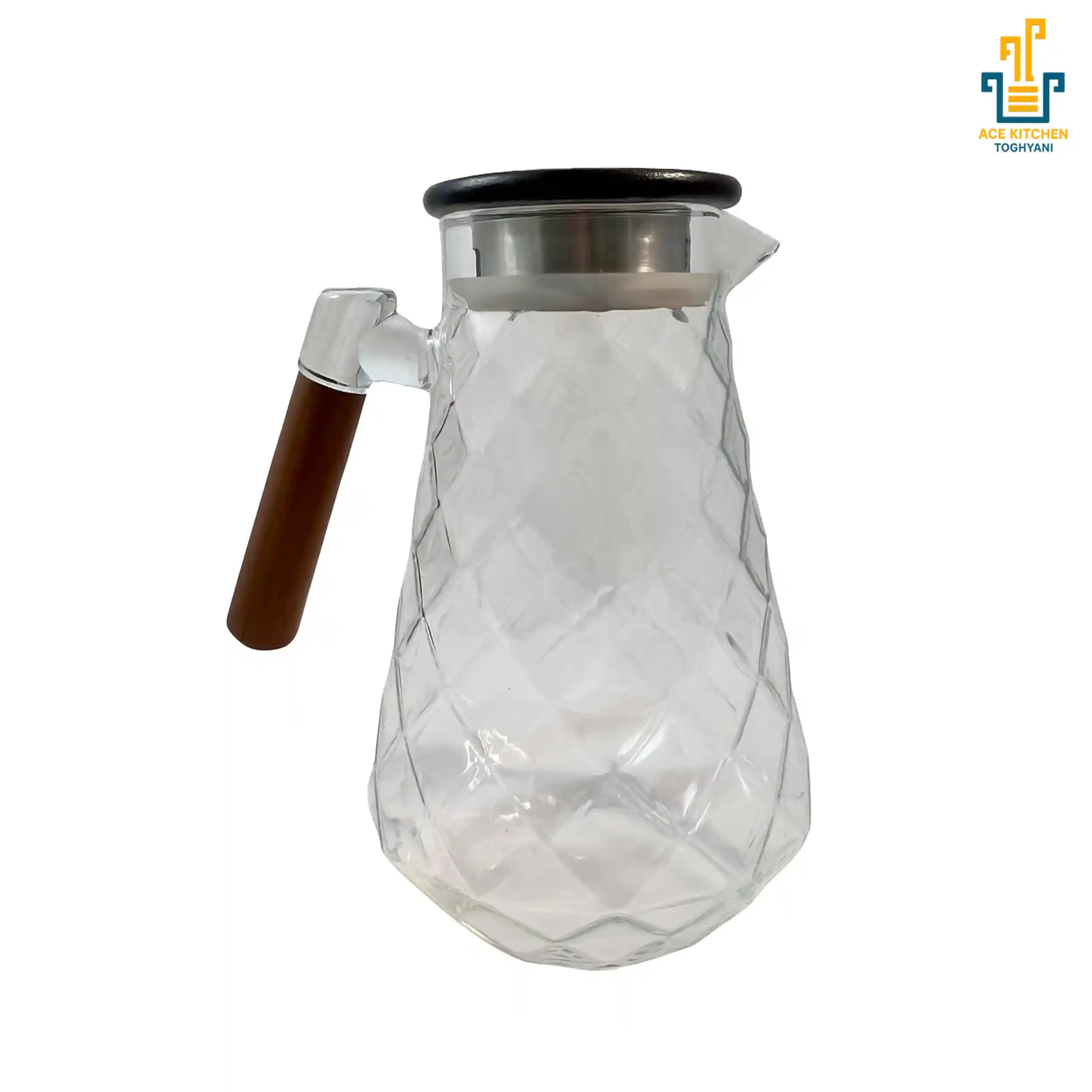 پارچ دسته چوبی طرح دار پیرکس