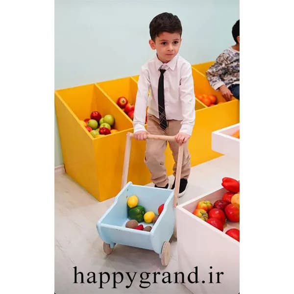چرخ خرید چوبی کودک — تصویر ۳