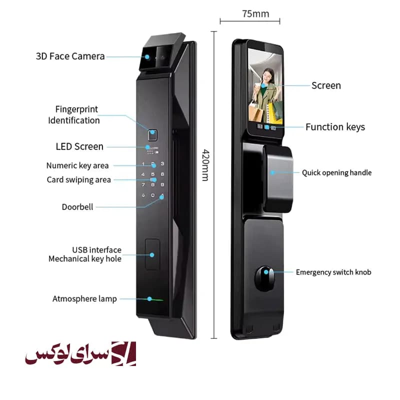 قفل هوشمند تشخیص چهره Smart Pass مدل Torino — تصویر ۴
