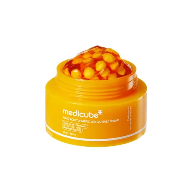 کرم کپسولی روشنکننده و ضد لک Medicube Kojic Acid Turmeric Vita Capsule Cream حجم 53 گرم — تصویر ۴