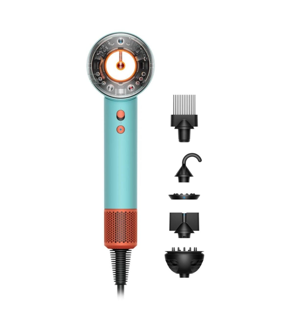 سشوار دایسون (سرامیک فیروزه‌ای/نارنجی) بدون باکس مدل Dyson Supersonic Nural HD16 Ceramic Patina/Topaz