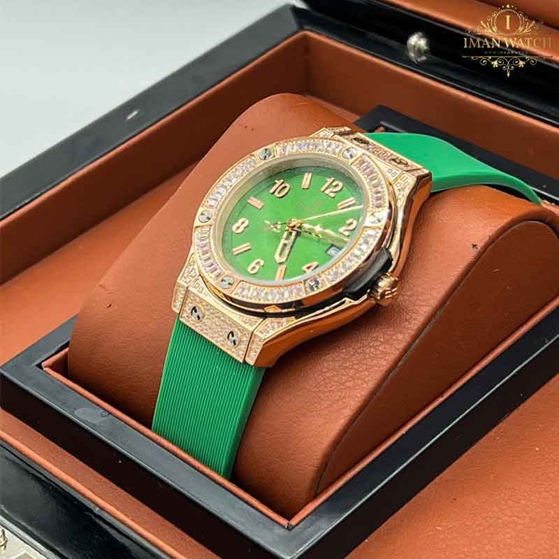 ساعت مچی هابلوت بیگ بنگ زنانه دورنگین سبز HUBLOT BIG BANG 5257 — تصویر ۷
