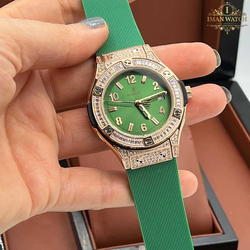 ساعت مچی هابلوت بیگ بنگ زنانه دورنگین سبز HUBLOT BIG BANG 5257 — تصویر ۴