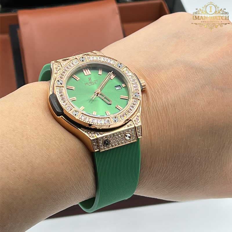 ساعت مچی هابلوت بیگ بنگ زنانه دورنگین سبز HUBLOT BIG BANG 12568 — تصویر ۱۲