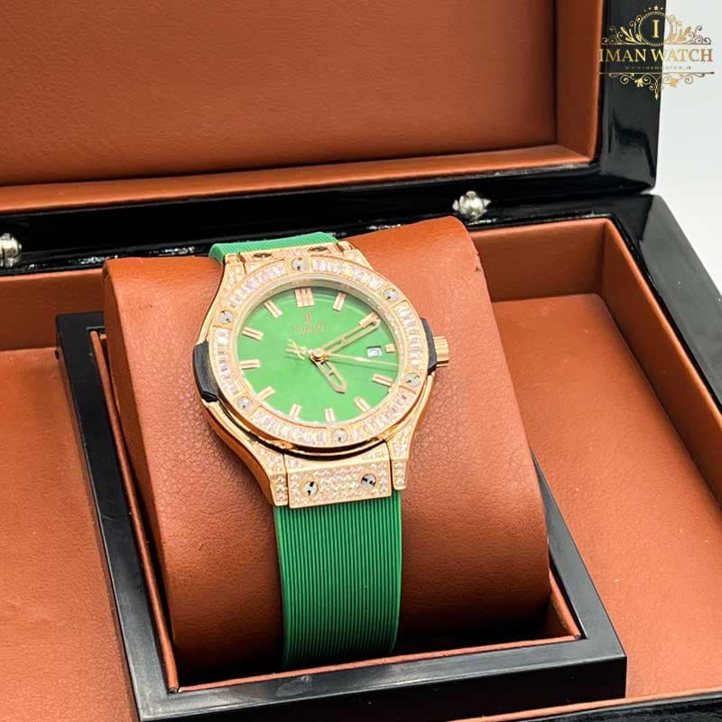 ساعت مچی هابلوت بیگ بنگ زنانه دورنگین سبز HUBLOT BIG BANG 12568 — تصویر ۹