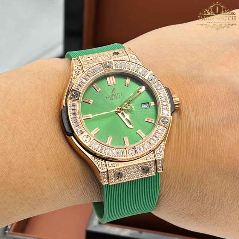 ساعت مچی هابلوت بیگ بنگ زنانه دورنگین سبز HUBLOT BIG BANG 12568 — تصویر ۲