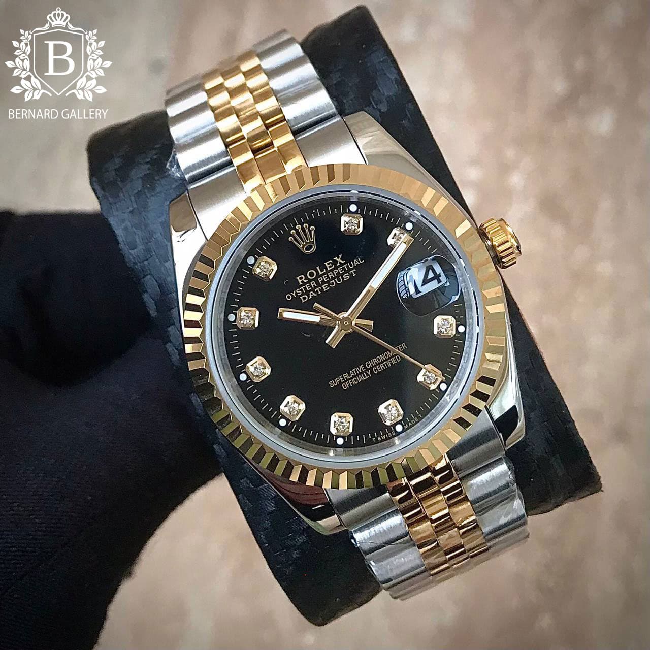 ساعت مچی رولکس دیت جاست اتومات مردانه دو رنگ صفحه مشکی ROLEX Date-Just 3234w — تصویر ۱۲