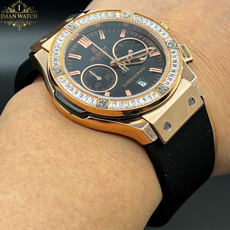 ساعت مچی هابلوت بیگ بنگ کرنوگراف زنانه رزگلد دورنگین Hublot big bang 12549 — تصویر ۷