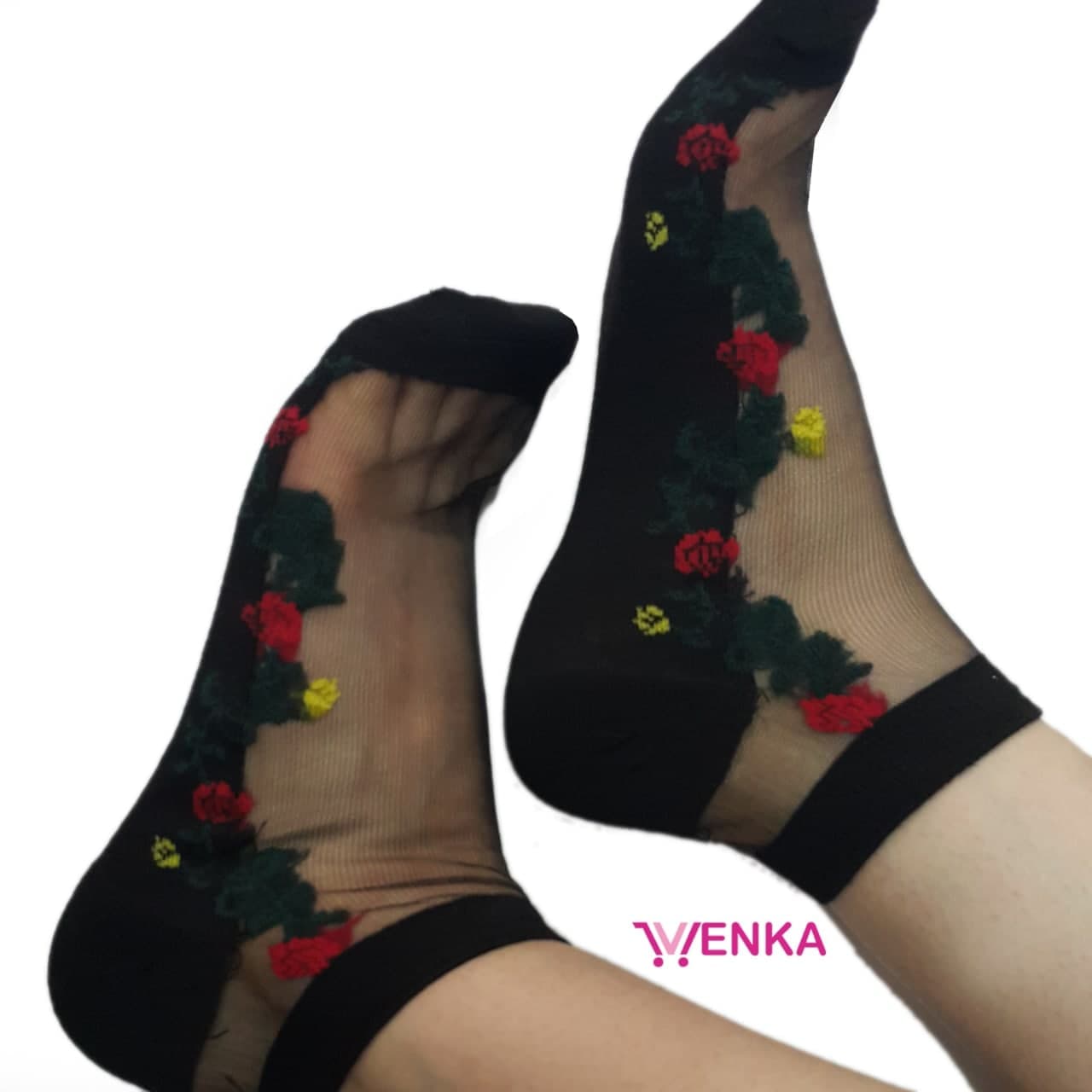 جوراب مچی شیشه ای گلدار کد 3646