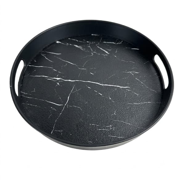سینی گرد پلاستیکی دسته دار طرح سنگ رایکا