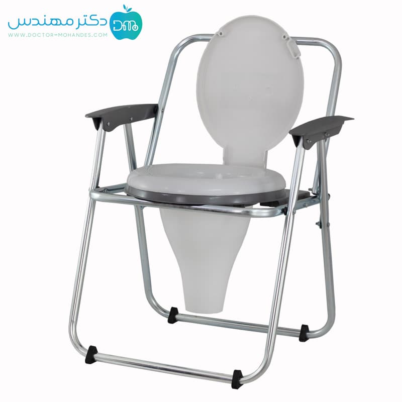 توالت فرنگی سیار تاشو دسته دار آلومینیومی با قیف — تصویر ۷