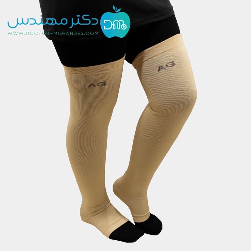 جوراب واریس مدل AG (کفی دار بالای ران) سما طب 7016