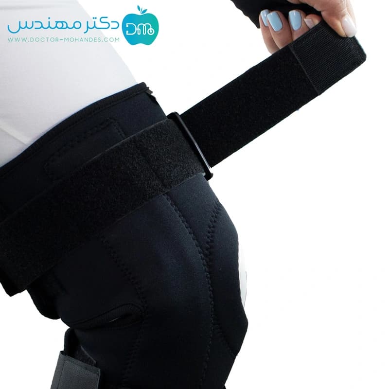 زانوبند چهارفنره قابل تنظیم نئوپرن سما طب کد 5016 — تصویر ۱۲