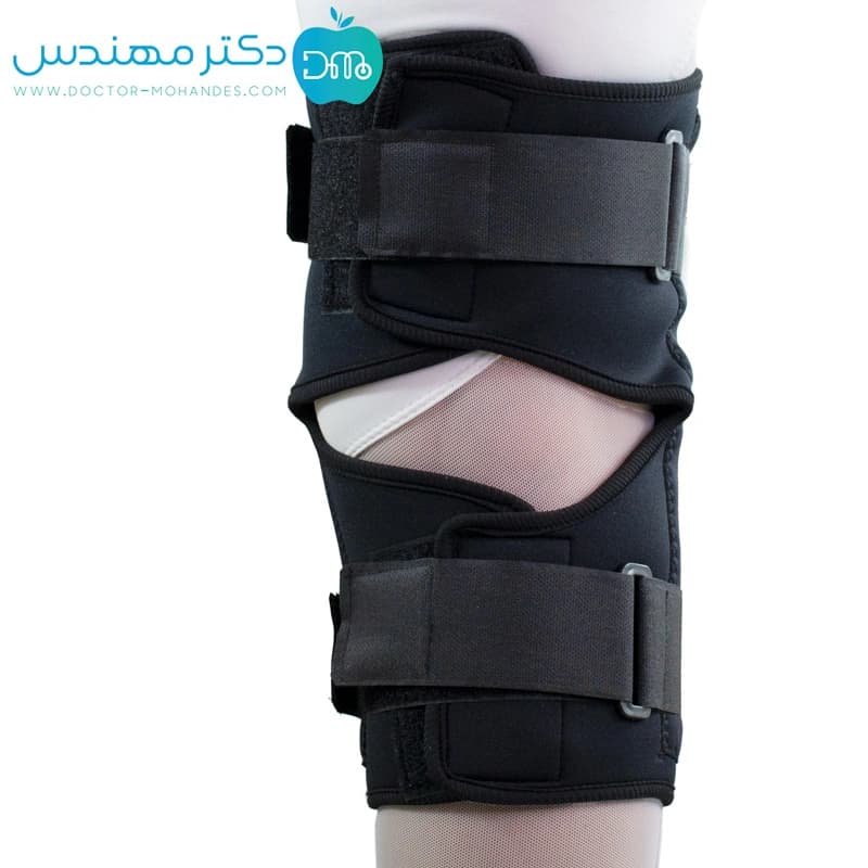 زانوبند چهارفنره قابل تنظیم نئوپرن سما طب کد 5016 — تصویر ۵