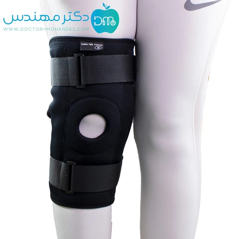 زانوبند چهارفنره قابل تنظیم نئوپرن سما طب کد 5016