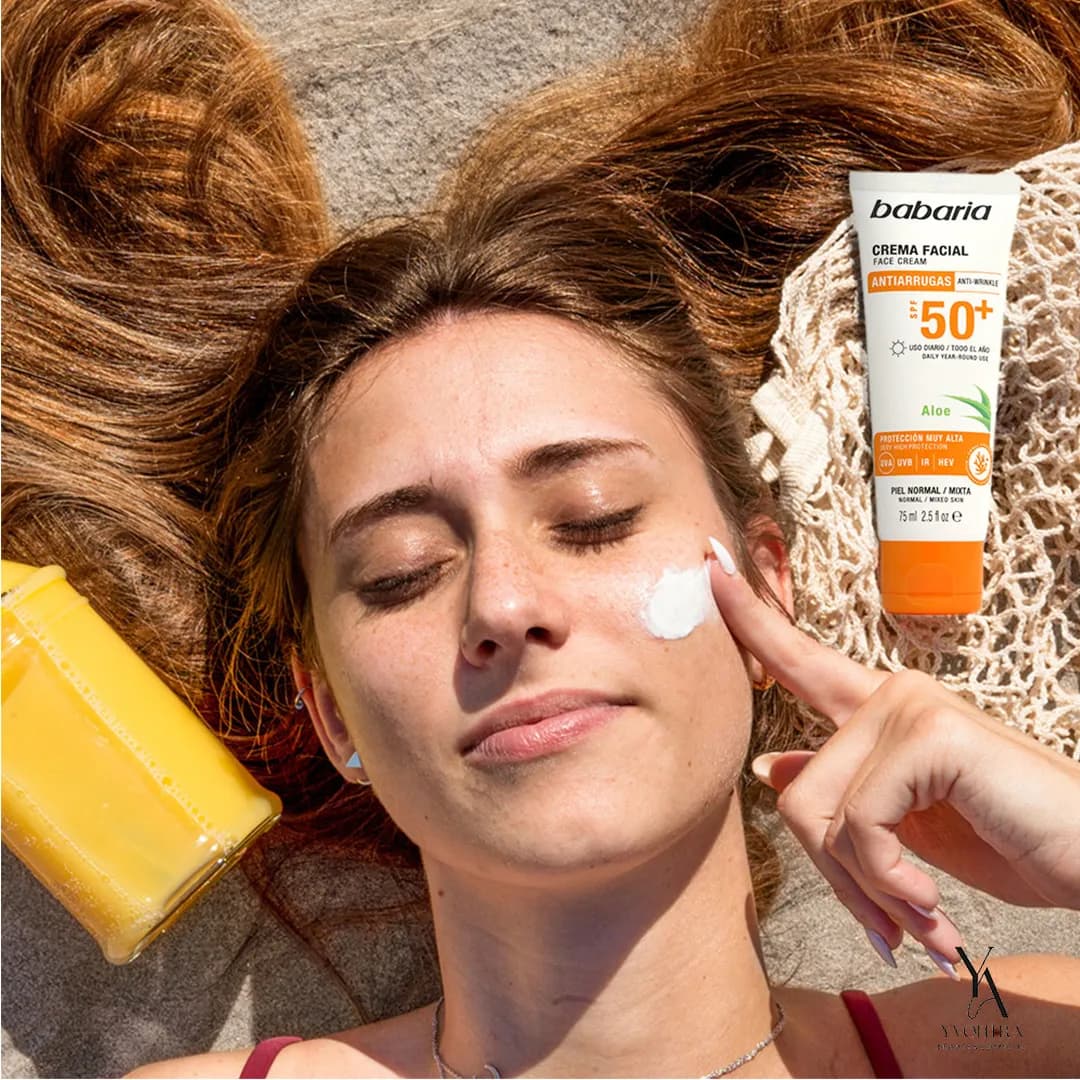 ضد آفتاب ضد پیری SPF50 باباریا BABARIA حاوی آلوورا حجم 75 میل — تصویر ۱۲