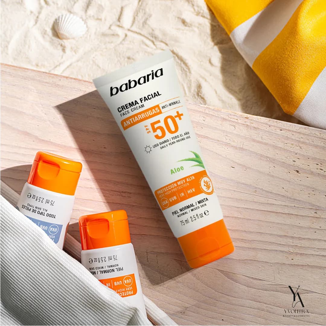ضد آفتاب ضد پیری SPF50 باباریا BABARIA حاوی آلوورا حجم 75 میل — تصویر ۱۱
